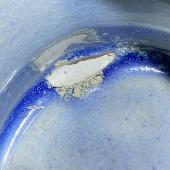 Ceramic Floral Pitcher / Small Size /Pottery Spout Handle / Folk Art /Blue Paint - Picture 11 of 12